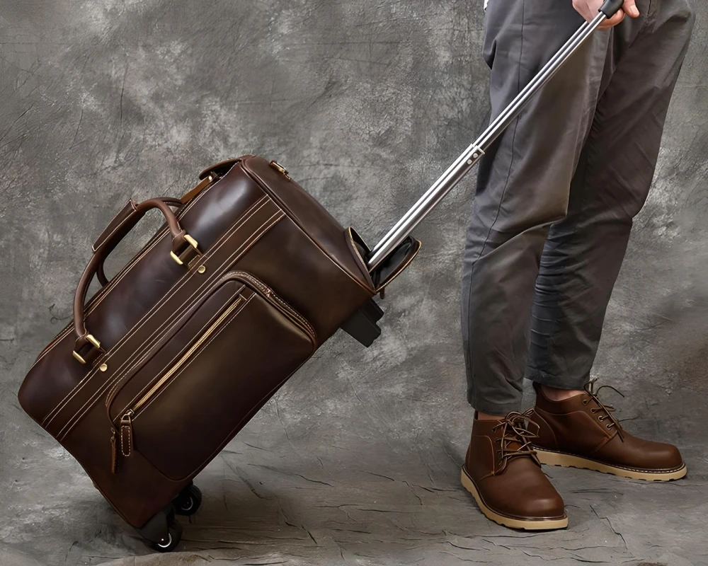 leather carry on duffel bag
