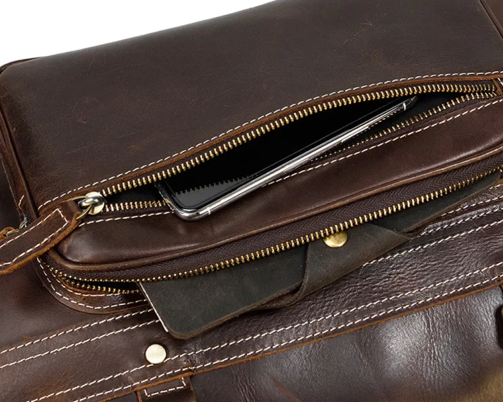 leather carry on duffle bag